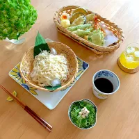 Snapdishの料理写真:天ぷら　ざるうどん