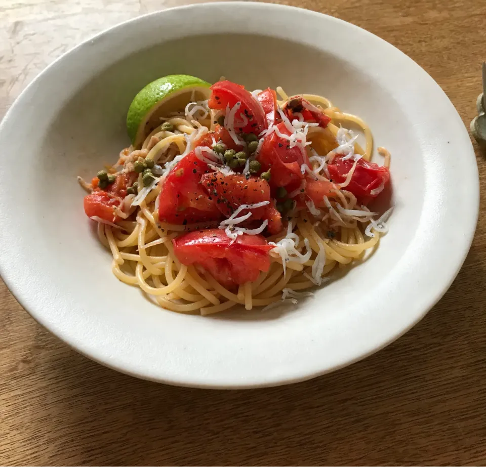 しらす・山椒・トマトのパスタ|ボンジュール！さん