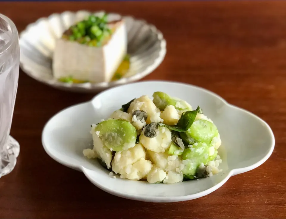 空豆とバジルのポテサラ　　　　　　　　Broad Bean and Basil Potato Salad　|マユマユさん