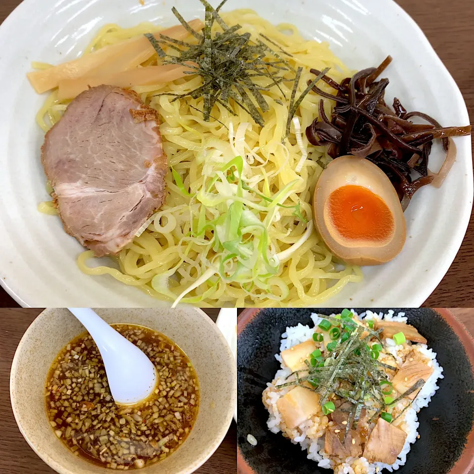 Snapdishの料理写真:つけ麺🍜　ミニチャーシュー丼|るみおんさん