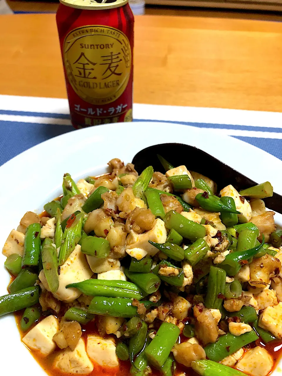 夏インゲンと鳥軟骨で麻婆豆腐|小次郎さん