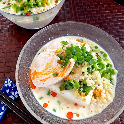 「ねぎ」を使ってみたSnapdishの料理・レシピ写真:ゆかりさんの料理 ピリ辛胡麻豆乳の冷やしうどんスープアレンジ冷奴