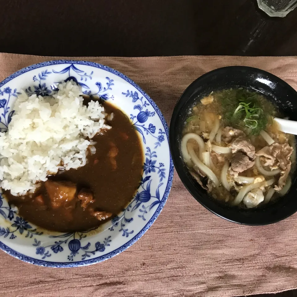 Snapdishの料理写真:カレーライスとうどん（豚肉と梅）|純さん