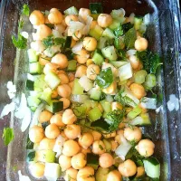 Snapdishの料理写真:chickpea salad with cucumbers and fresh herbs|dgodekさん