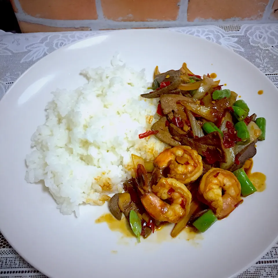 ผัดกะเพาตับ กุ้ง|Kodomo Cookingさん