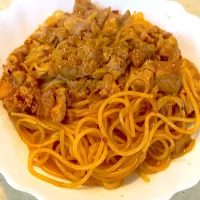 Snapdishの料理写真:麻婆豆腐パスタ|稲葉 洋靖さん