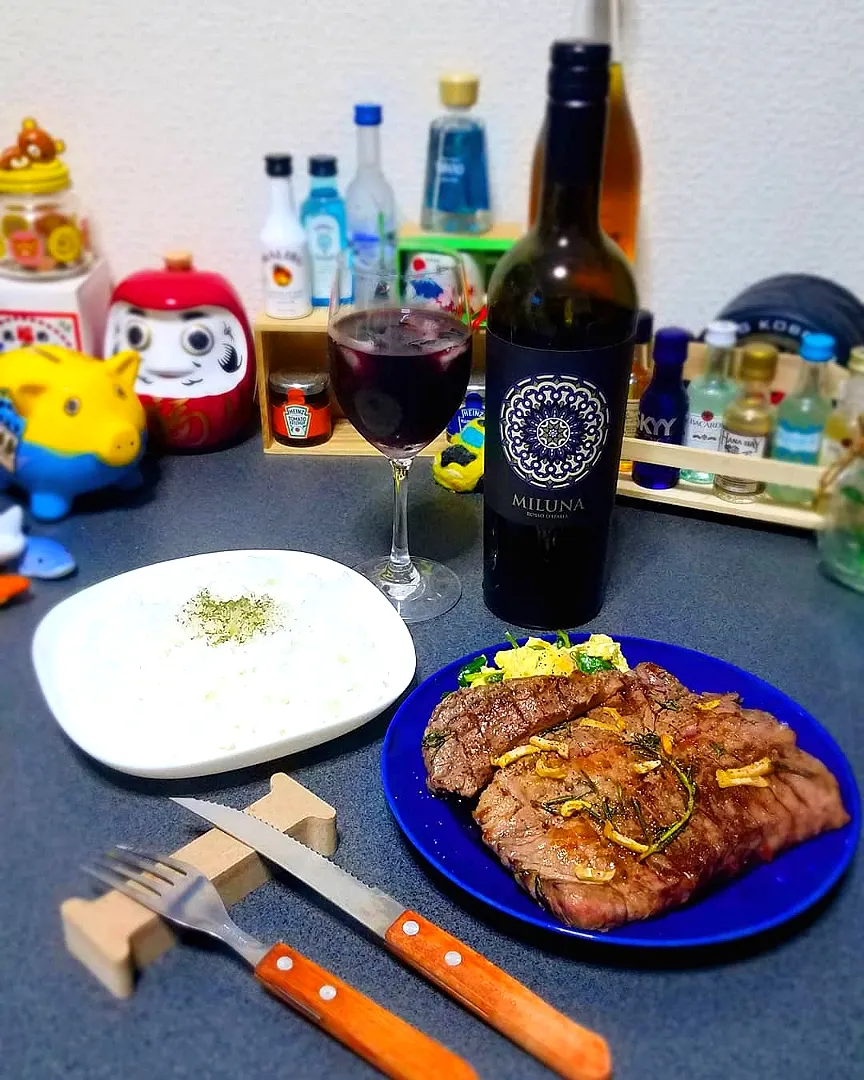 Snapdishの料理写真:赤身ステーキ🍷😋|masaki .fさん