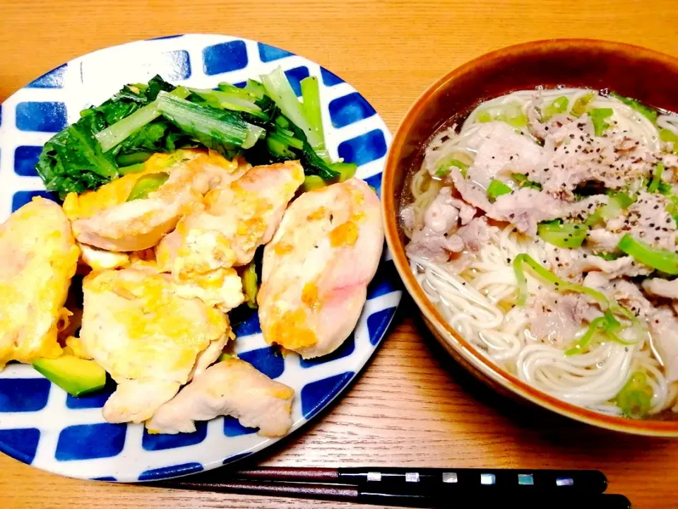 豚肉の塩そうめん
鶏胸肉アボカド挟み焼き|いちみさん