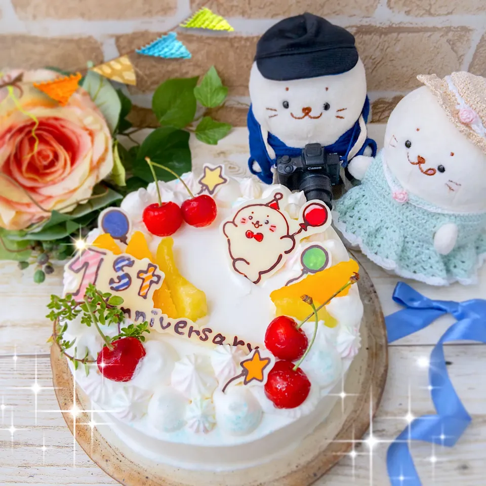 ついたん1周年おめでとう🎉
　　オレンジのショートケーキ 🍊|hari-co ＊ はりこさん