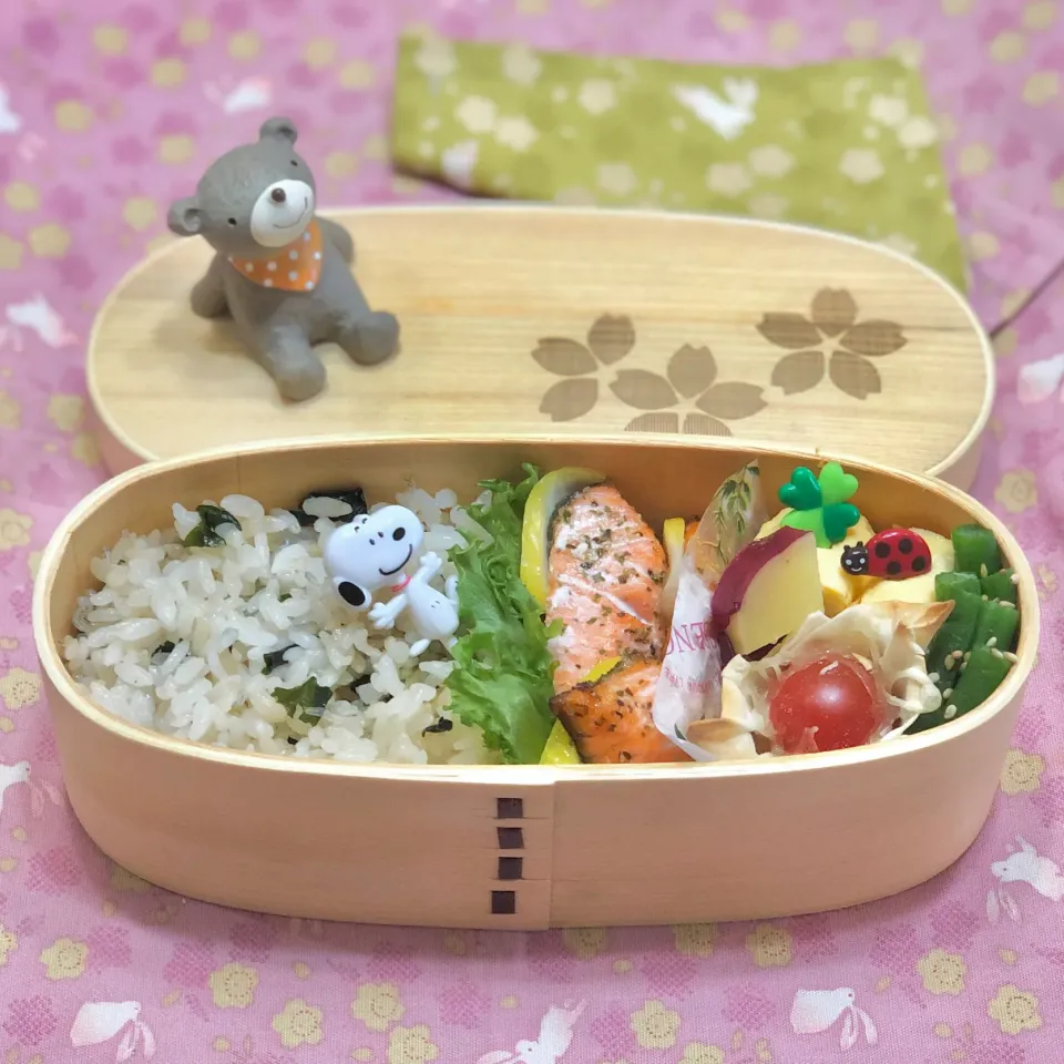 ワカメ&じゃこの混ぜご飯☘の💙ちゃんお弁当　7/9木|sweet homeさん