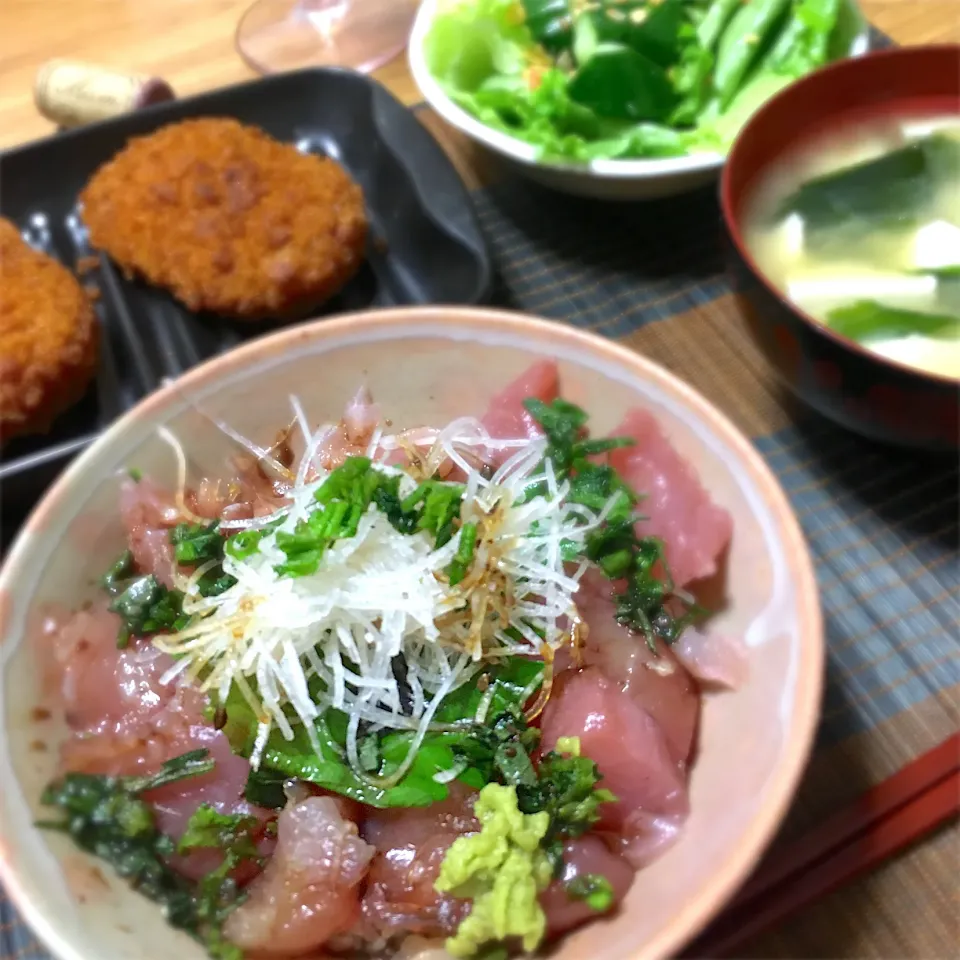 2020/07/09 漁師のタレ カツオ刺身丼、エムジーコロッケ|kykyさん