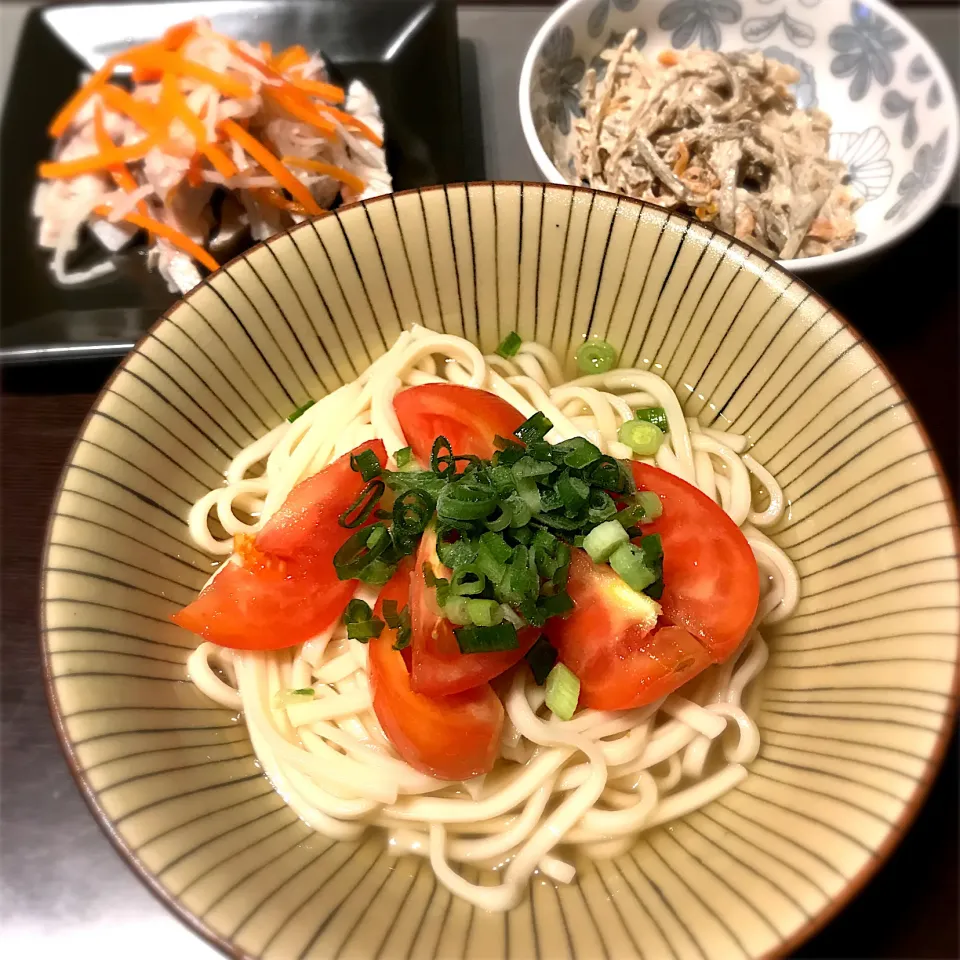 冷やしうどんレモスコ味&しめ鯖&ごぼうサラダ|ゆきっちん(・8・)さん