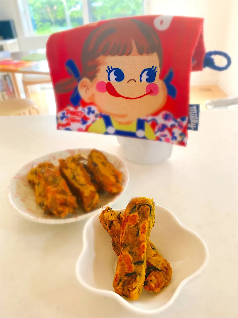 手掴み食べシリーズ♡かぼちゃとツナとひじきの青のりスティックおやき。|ぽき。さん