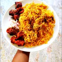 CHICKEN BIRIYANI WITH CRISPY CHICKEN 65 AND ONION RAITHA|hariacchuさん