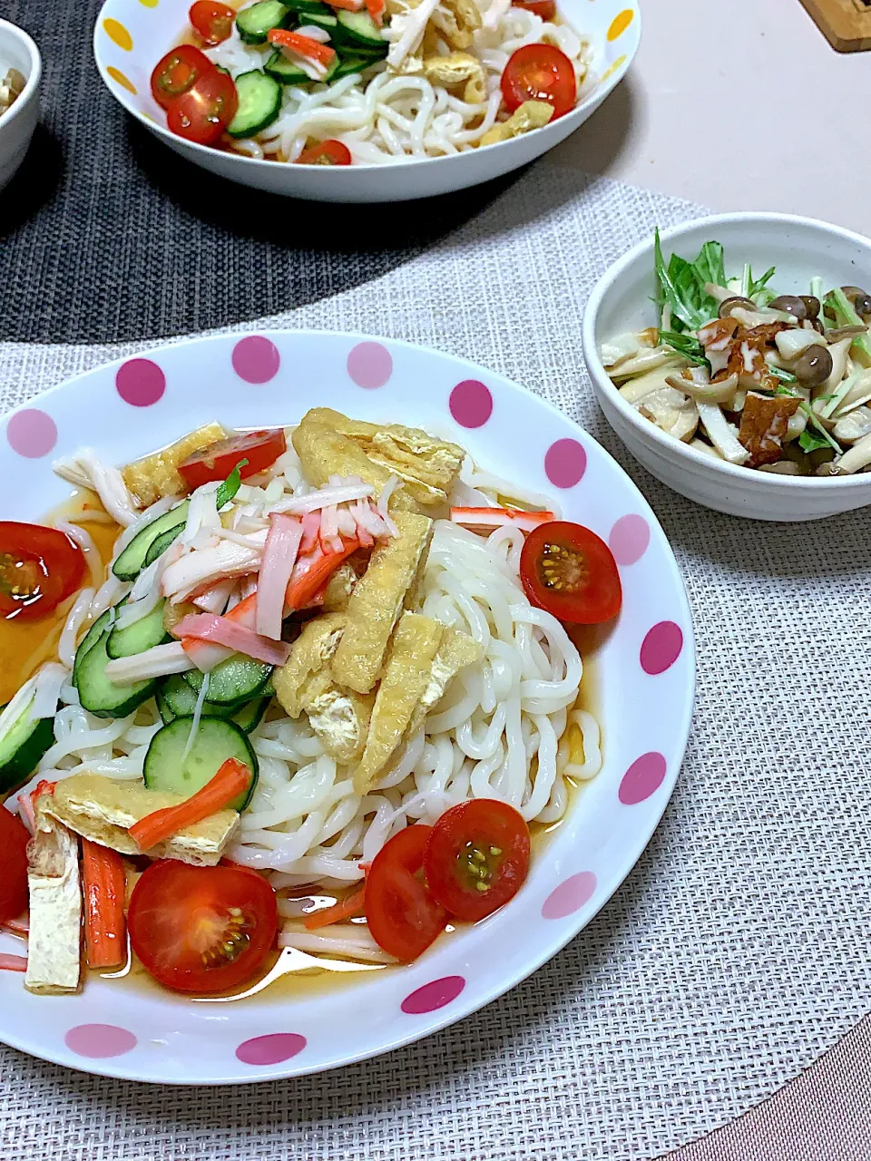 ぶっかけうどん、しめじとちくわのマヨ和え|kaaaaaさん