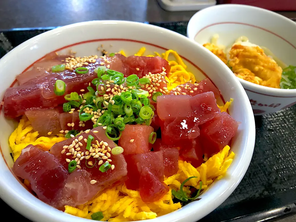 漬けまぐろ鉄火丼豪快盛、鶏天すだちうどん|buhizouさん