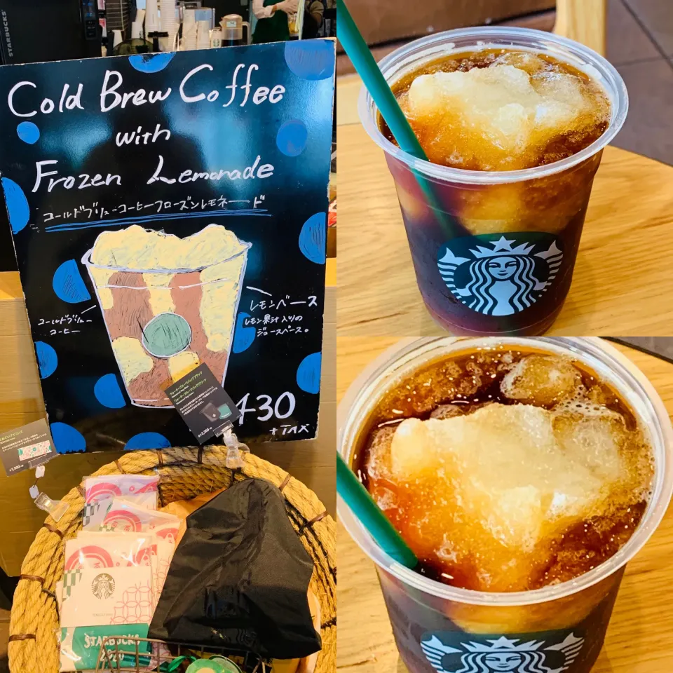 スタバでちょっと一休み😅　コールドブリューコーヒーフローズンレモネード🥤|ROSE & ROSEさん