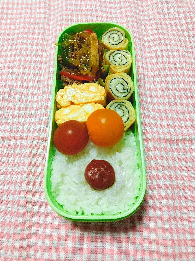 エリンギと春雨炒め、油揚げの海苔巻き弁当|ゆっきーさん