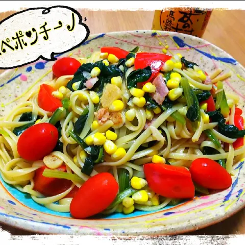 「ほうれん草」を使ってみたSnapdishの料理・レシピ写真:ペペポンチーノ🍝
ポン酢deペペロンチーノ