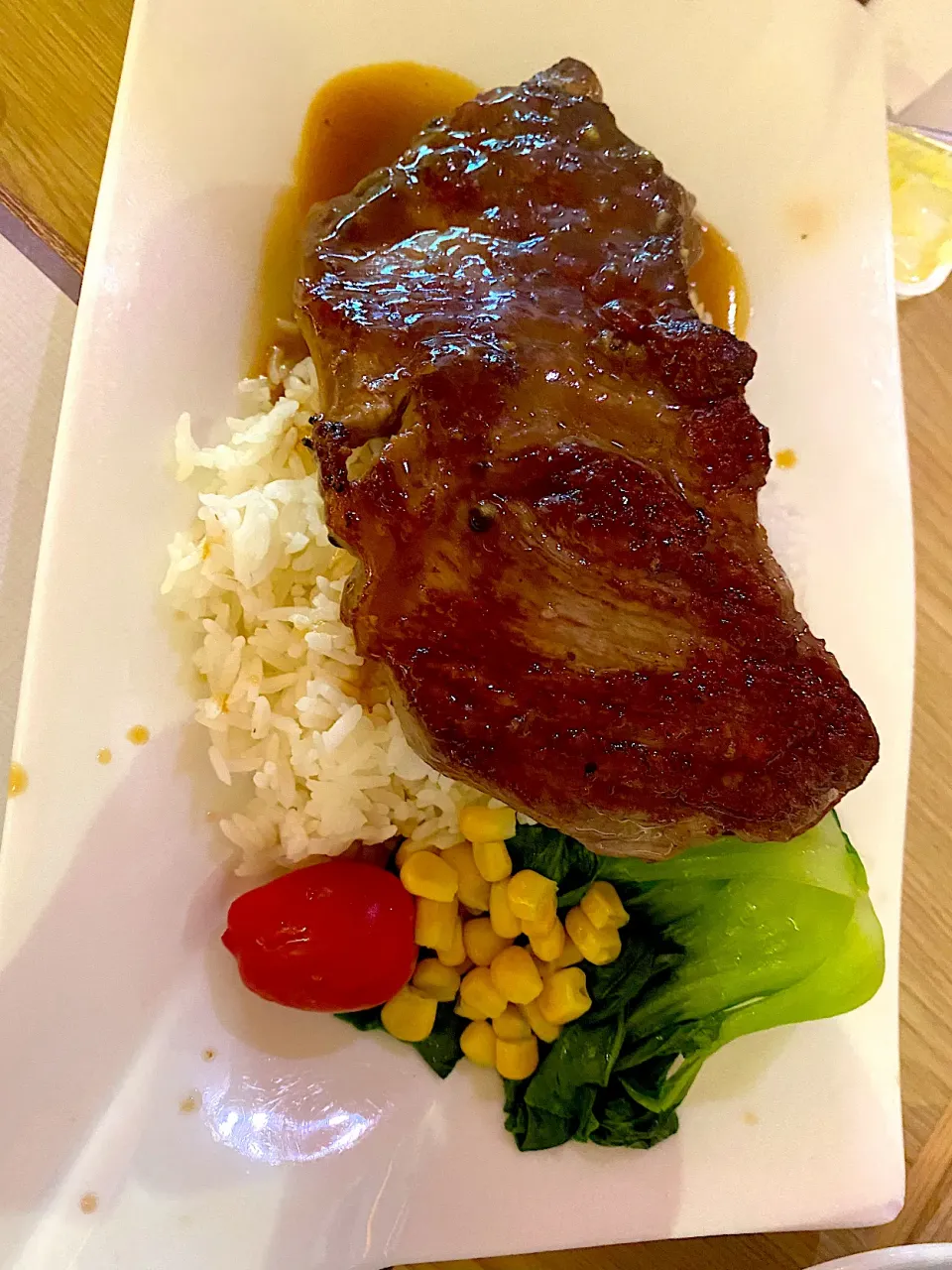 Steak with rice|skyblueさん