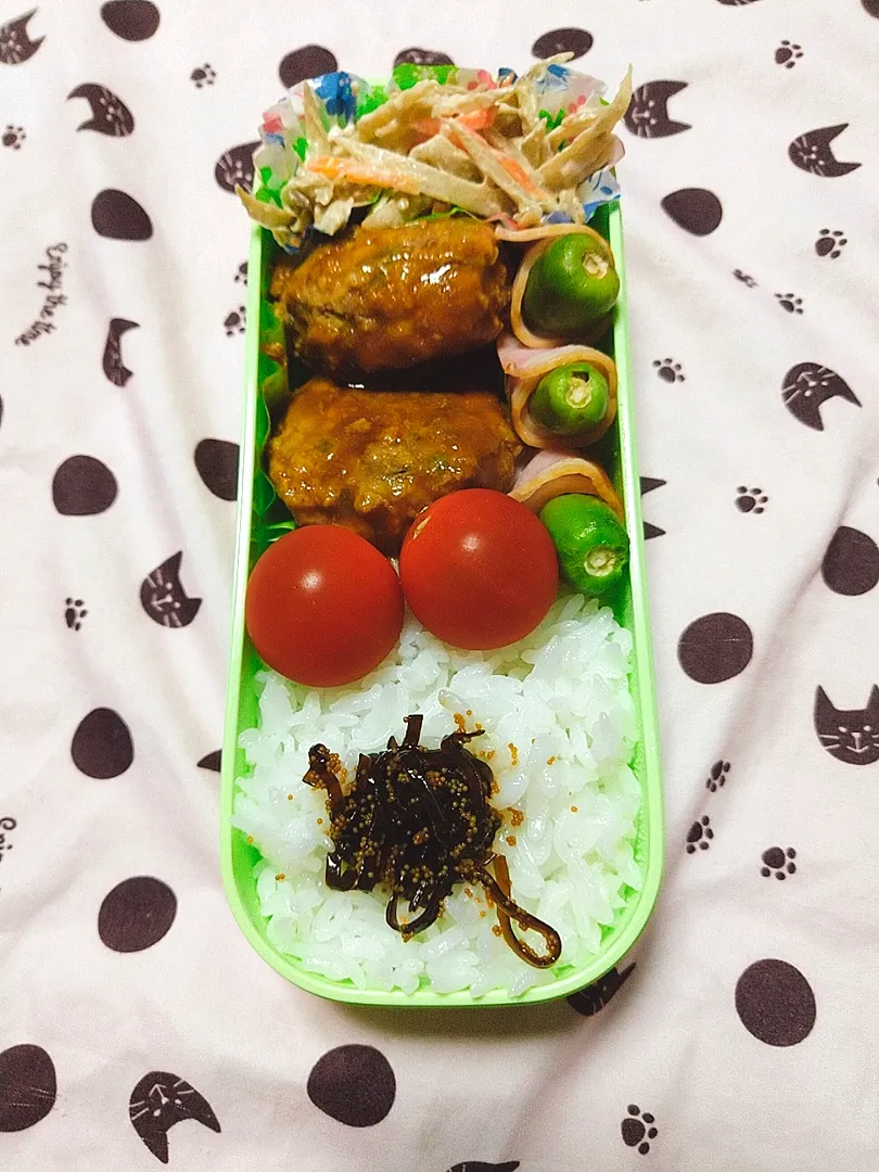 ハンバーグとししとうのベーコン巻き弁当|ゆっきーさん