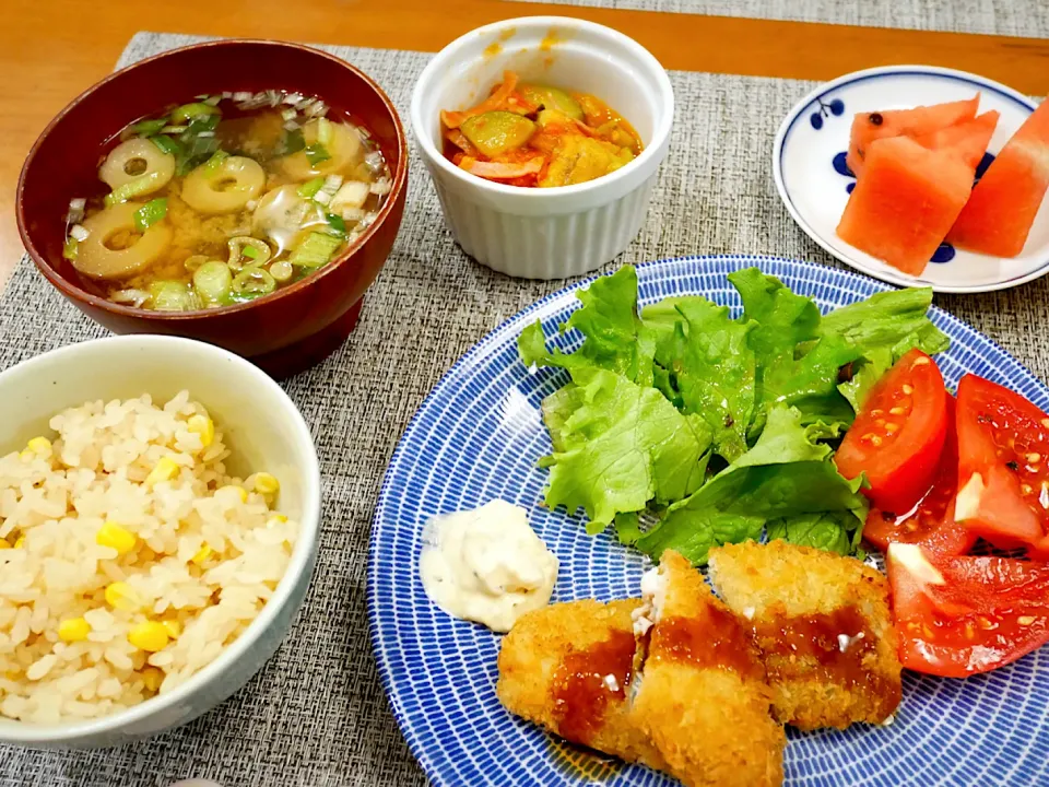 Snapdishの料理写真:20/07/13 夕飯♪ とうもろこしご飯|ikukoさん