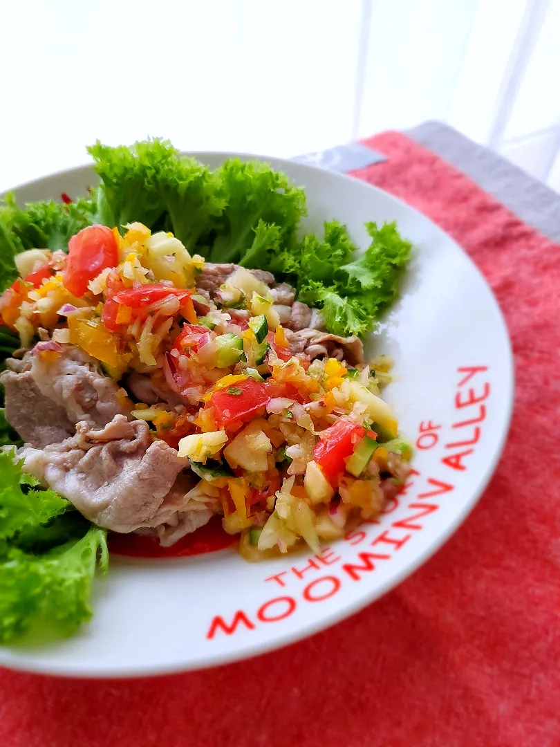 🥗しげおサルサの
　　　　　冷しゃぶサラダ🥗

モリモリ野菜を食べよう|みるくここあさん