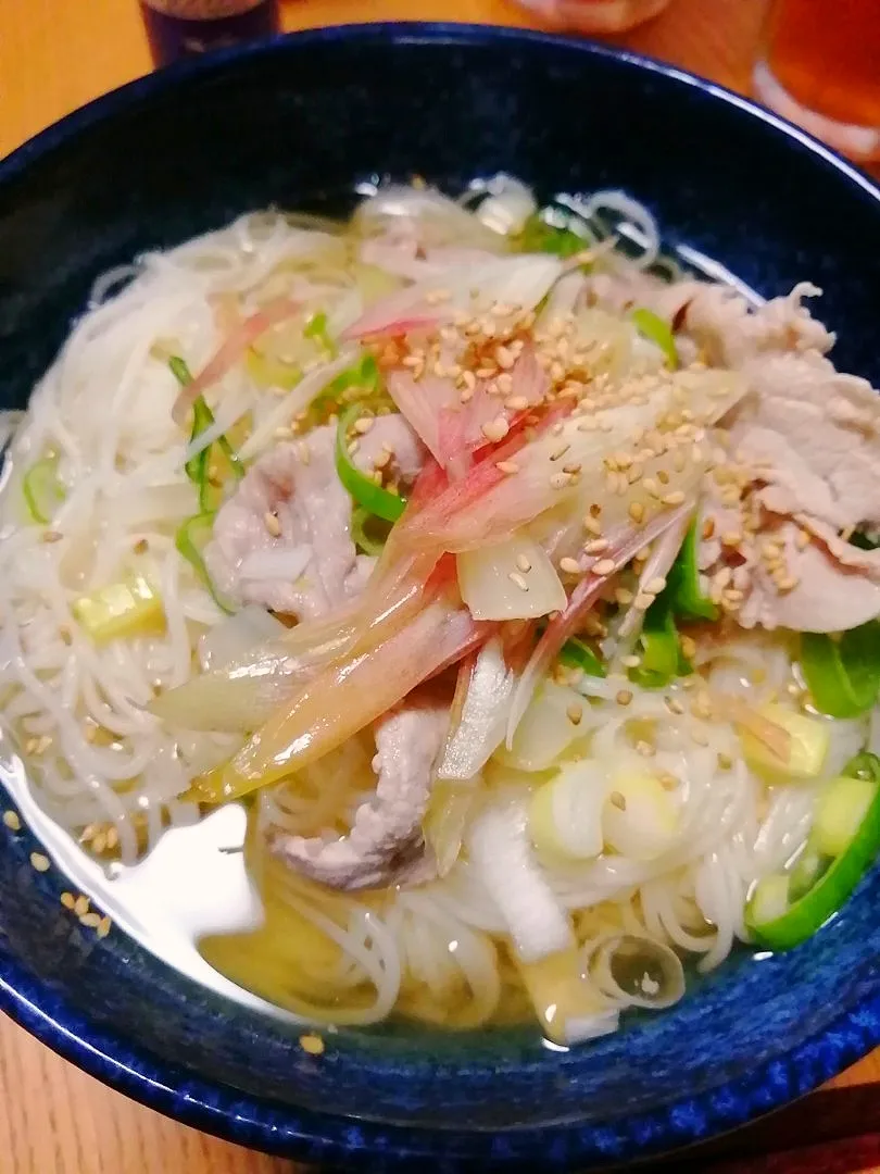 Snapdishの料理写真:ぶっかけ豚ネギ塩そうめん|いちみさん