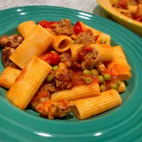 Bratwurst Tomato Peas Rigatoni|lawlam005さん