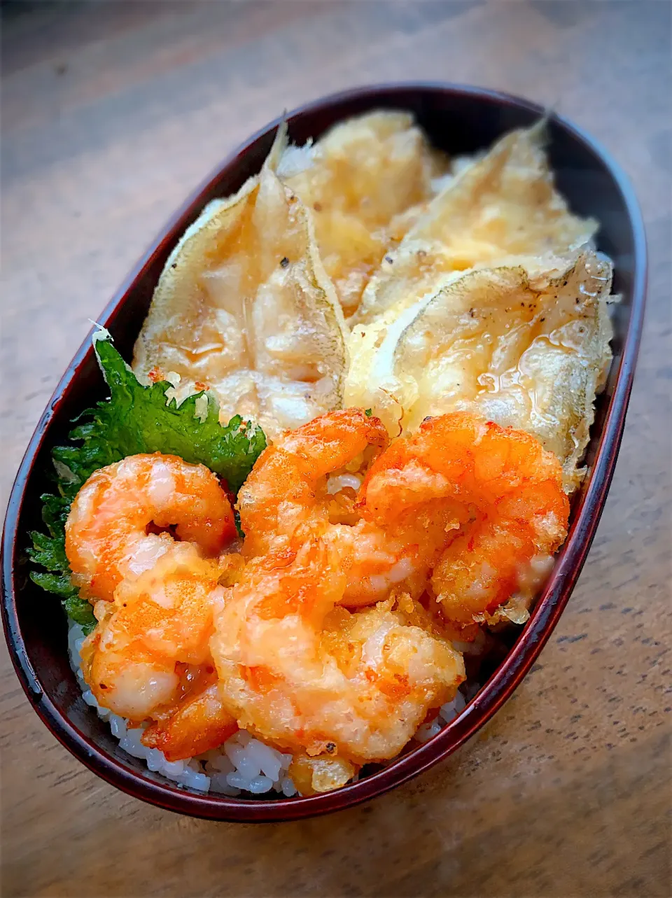 今日のお弁当・キスと海老で天丼弁当|akiさん