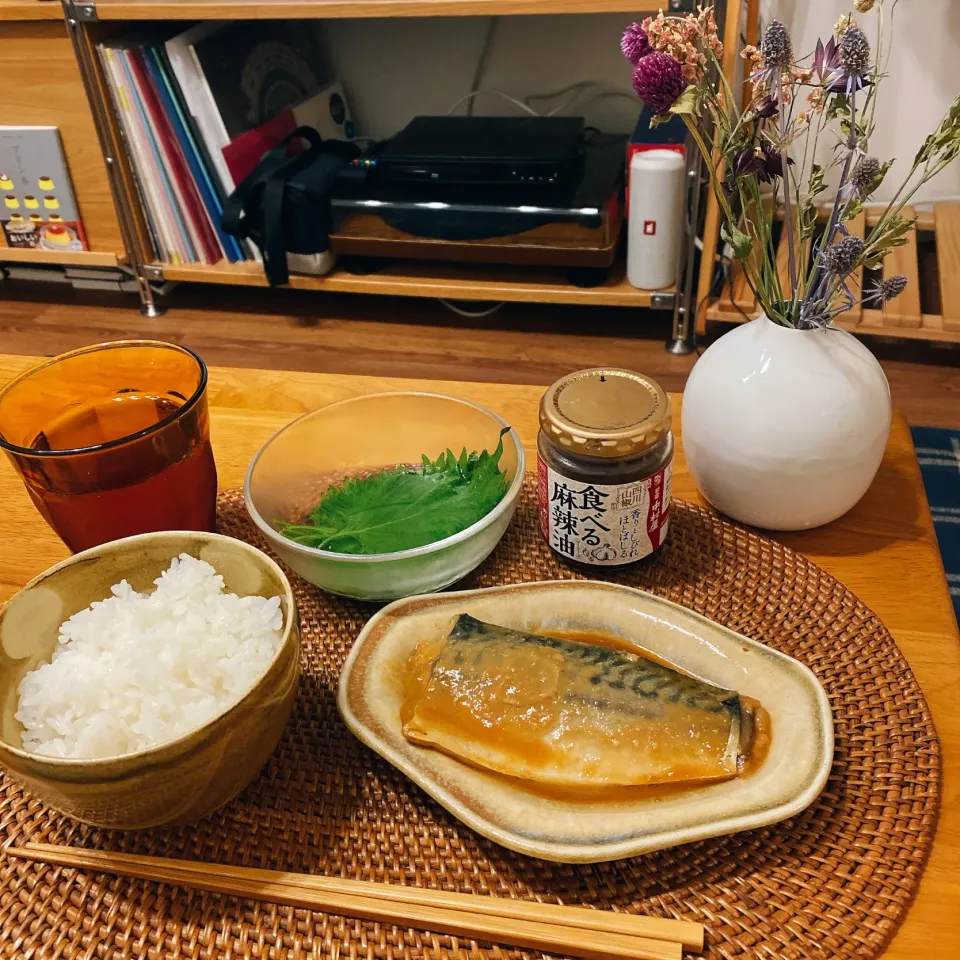 大葉の浅漬けとサバの味噌煮|もこもこさん