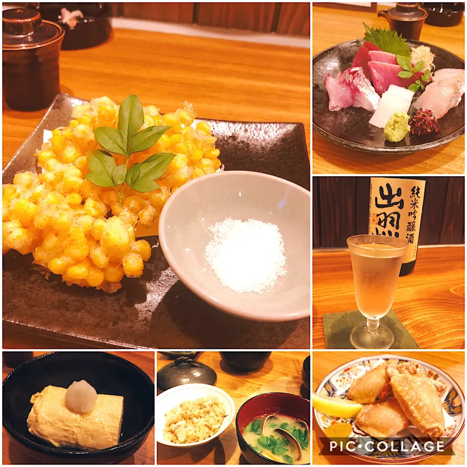 Snapdishの料理写真:とうもろこし唐揚げ、手羽素揚げ、豚角煮土鍋など|Perritoさん