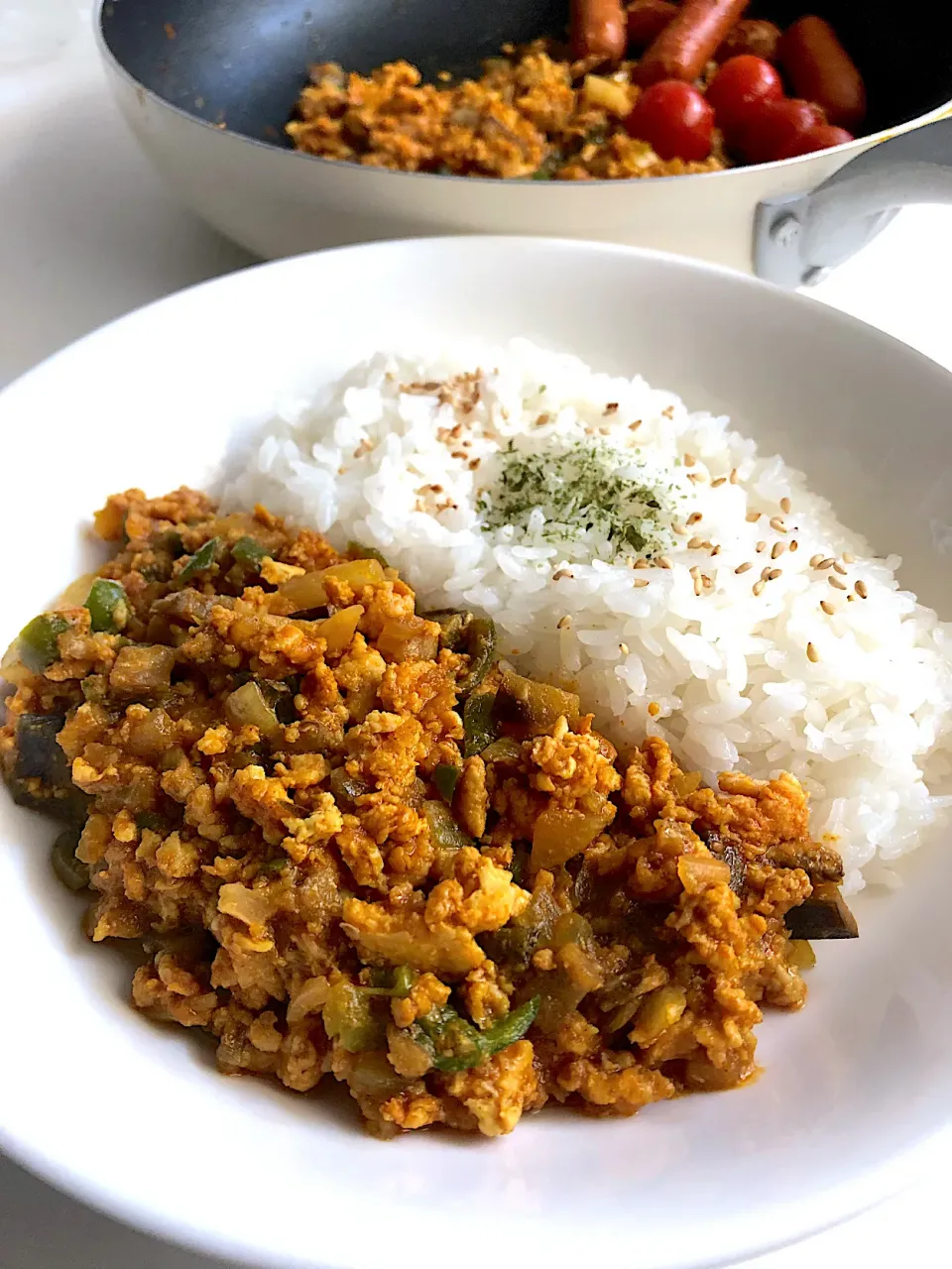 鶏ひき肉でキーマカレー|ばななまんさん