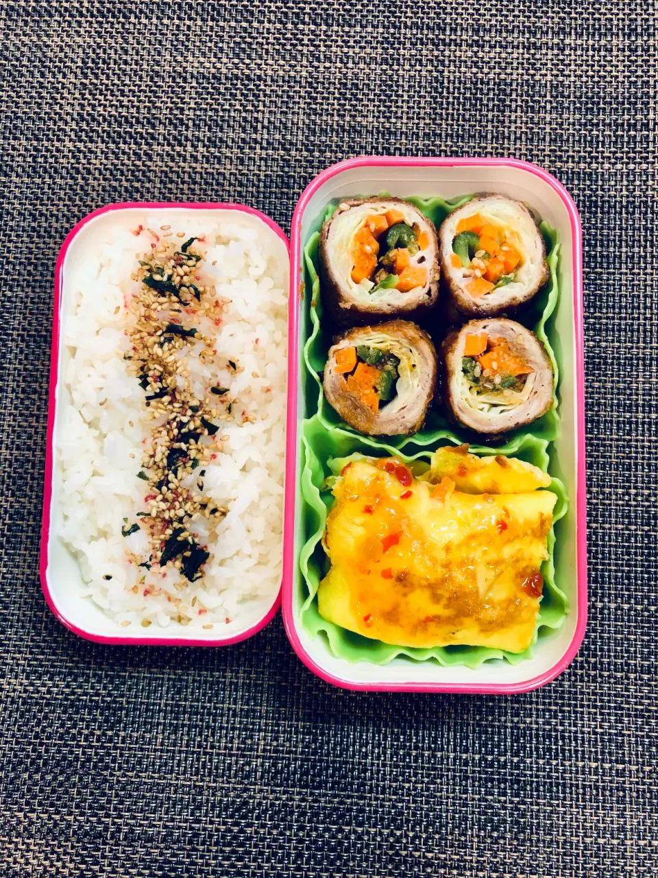 本日の女子中学生弁当→野菜の肉巻き、野菜オムレツ|Taja & Mayさん