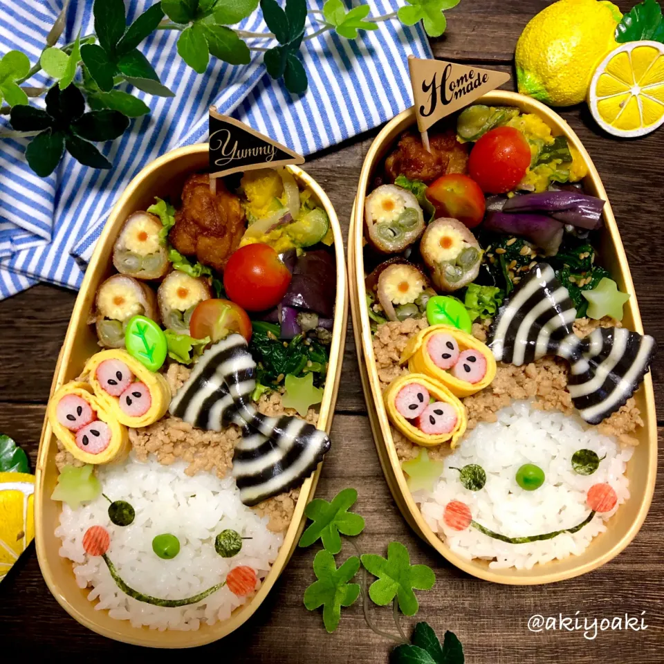 Snapdishの料理写真:リボンアフロガールちゃん弁当|Akiyoෆ¨̮⑅さん