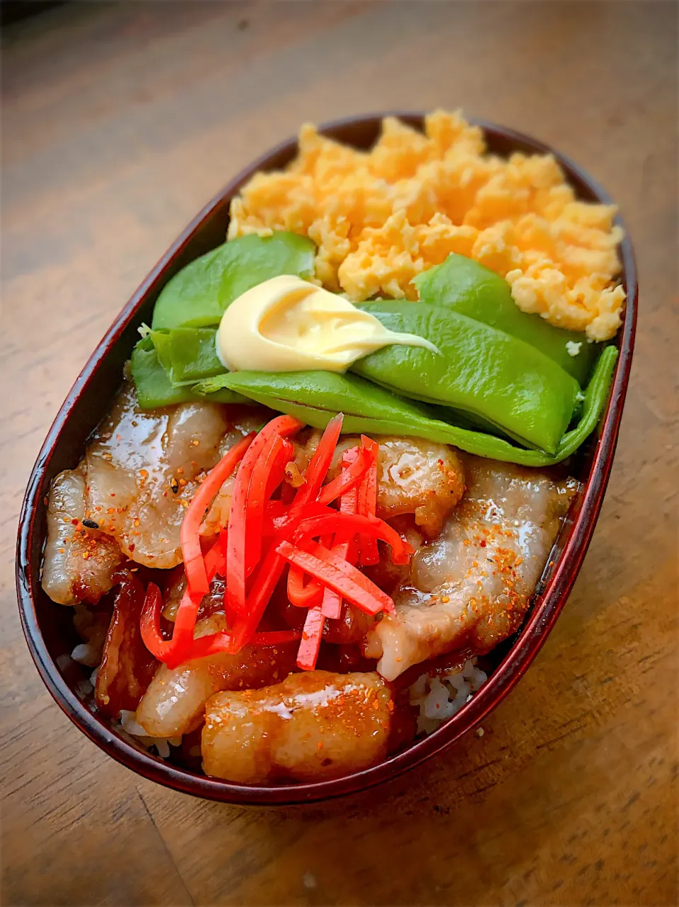 今日のお弁当・豚丼風三色丼|akiさん