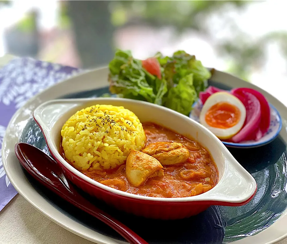 昼ごはん バターチキントマトカレー|砂雪さん