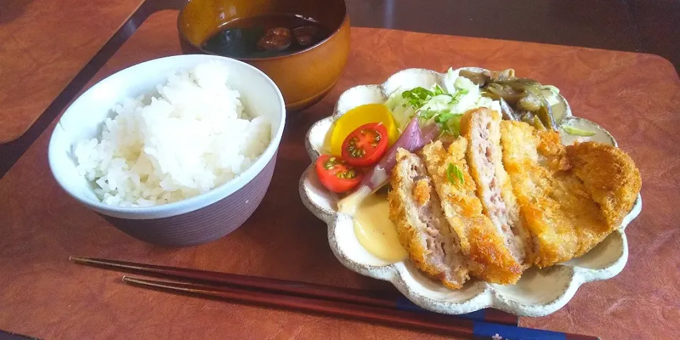 薄焼きメンチカツ定食|Aya☺︎さん