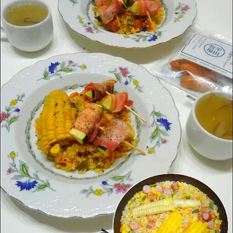 「とうもろこし」を使ってみたSnapdishの料理・レシピ写真:こずえ⑅◡̈*さんの料理 とうもろこしのパエリア🌽