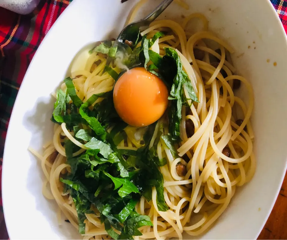 ご飯がないから朝ご飯に納豆パスタ|ミカさん