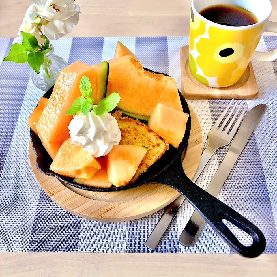 おうちカフェ「メロンフレンチトースト🍈」|Happy suzumeさん