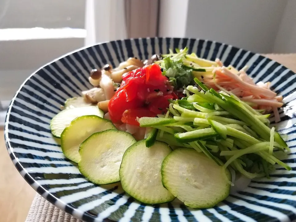 夏野菜で鶏白湯うどん|しあるさん