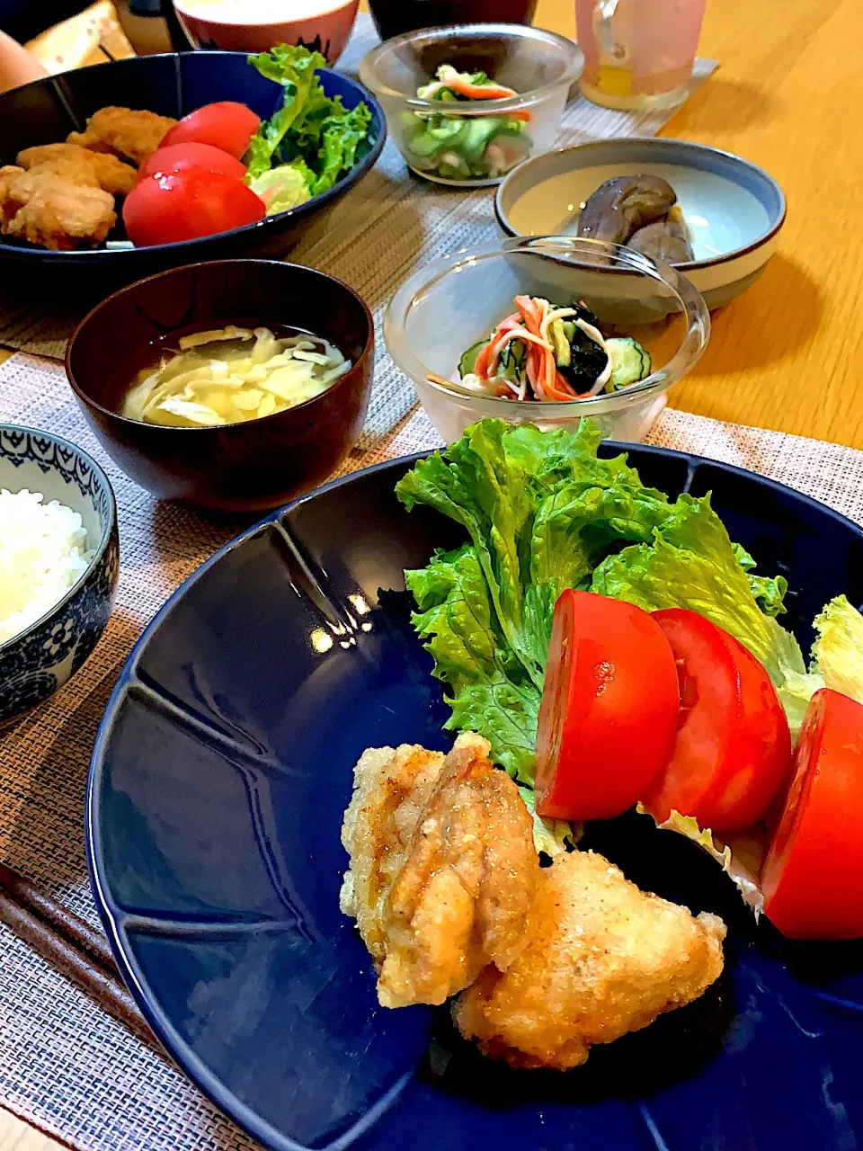 Snapdishの料理写真:唐揚げで晩御飯|Mikaさん