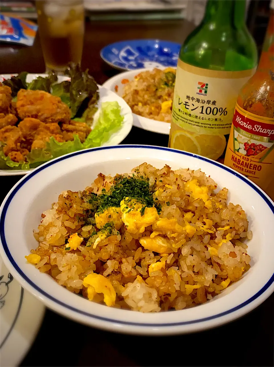 焼豚卵チャーハン　鶏塩唐揚げ　麦茶|ch＊K*∀o(^^*)♪さん