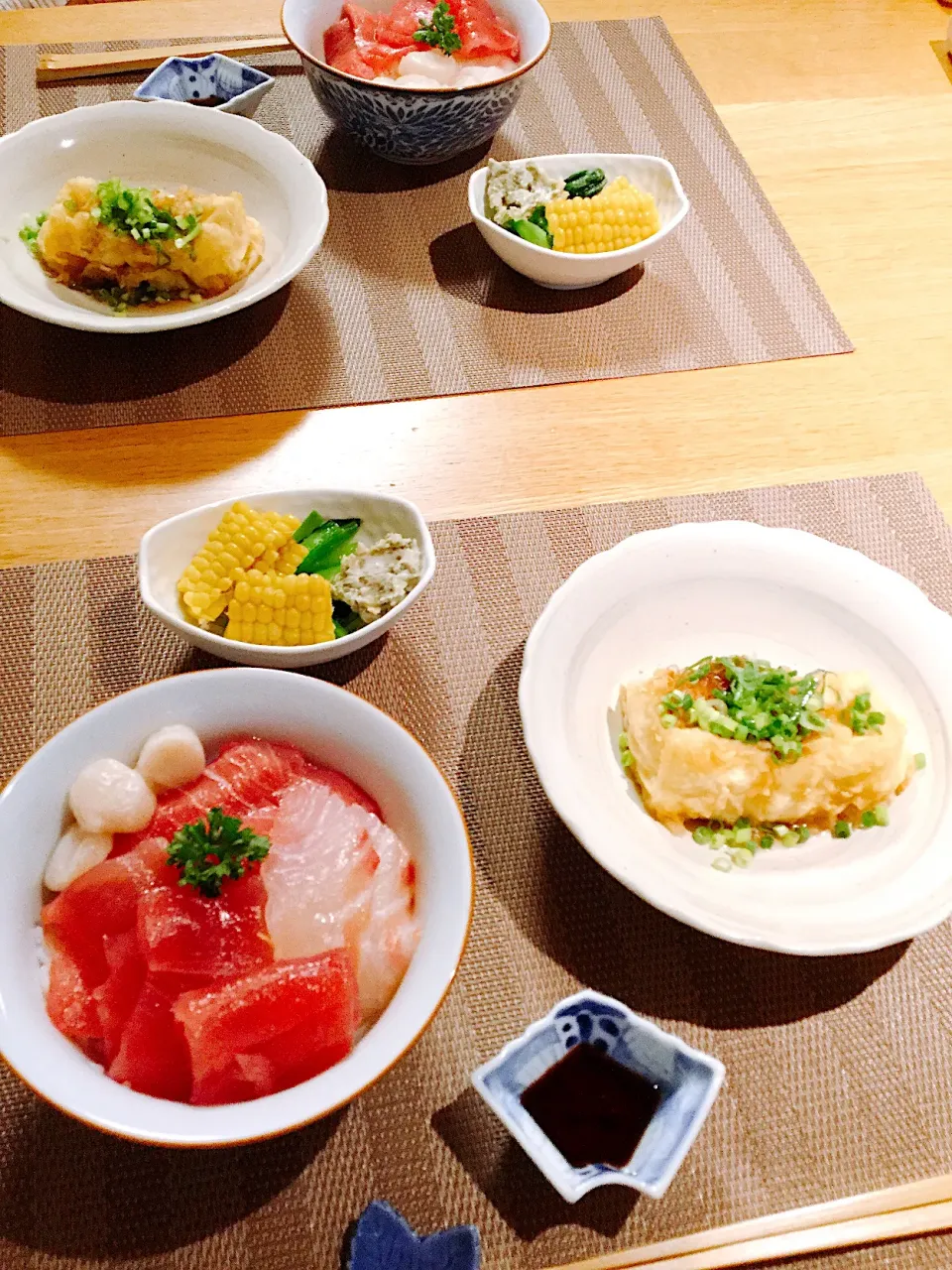 海鮮丼、揚げ出し豆腐|papinさん