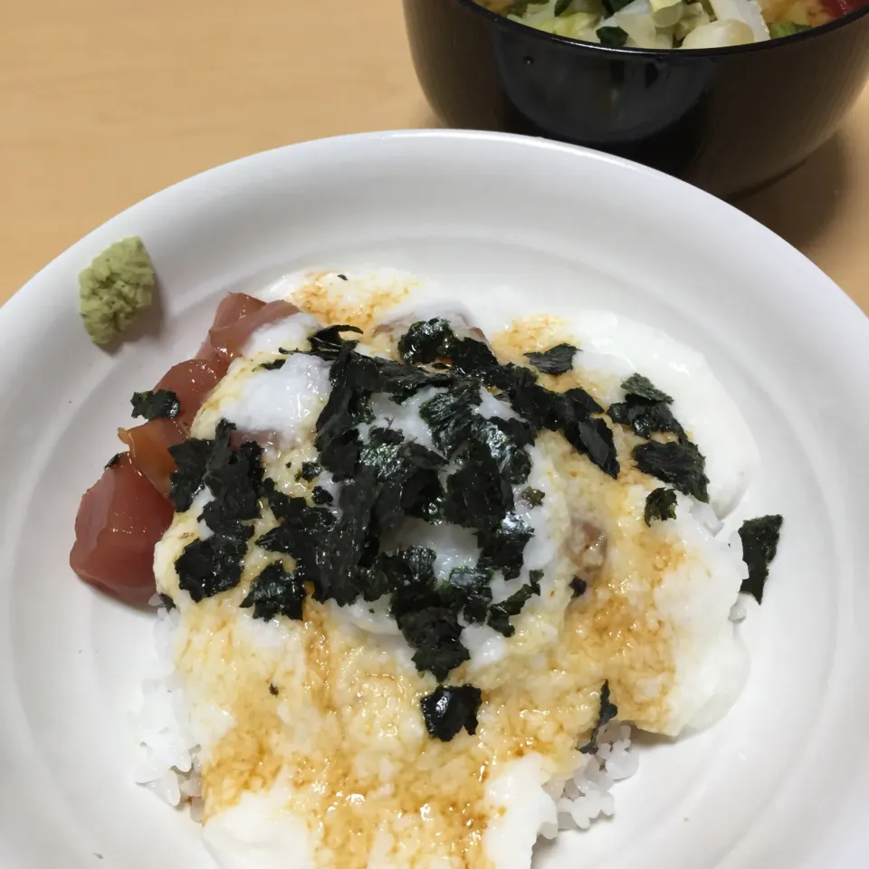 在宅勤務中の男飯(マグロの山かけ丼)|おおもりの星さん