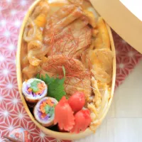 Snapdishの料理写真:さつま揚げの卵とじ丼弁当