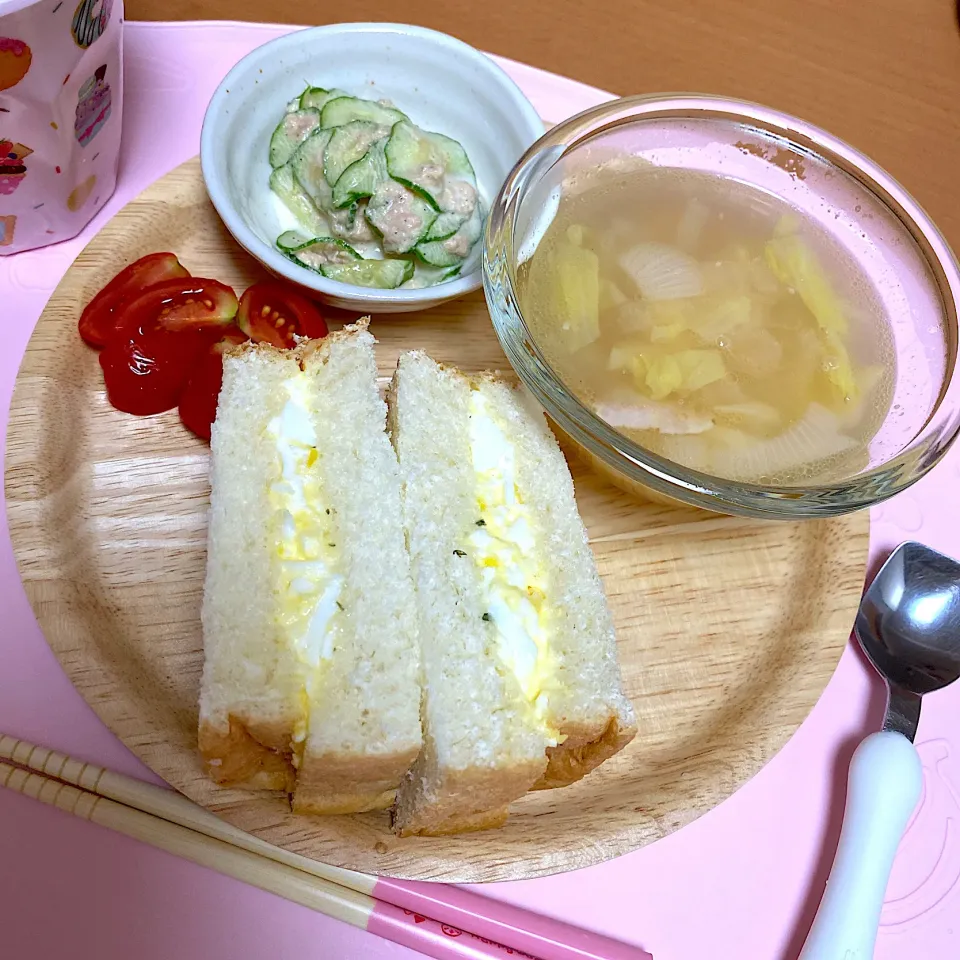 ４歳娘の玉子サンドランチ|かなママさん