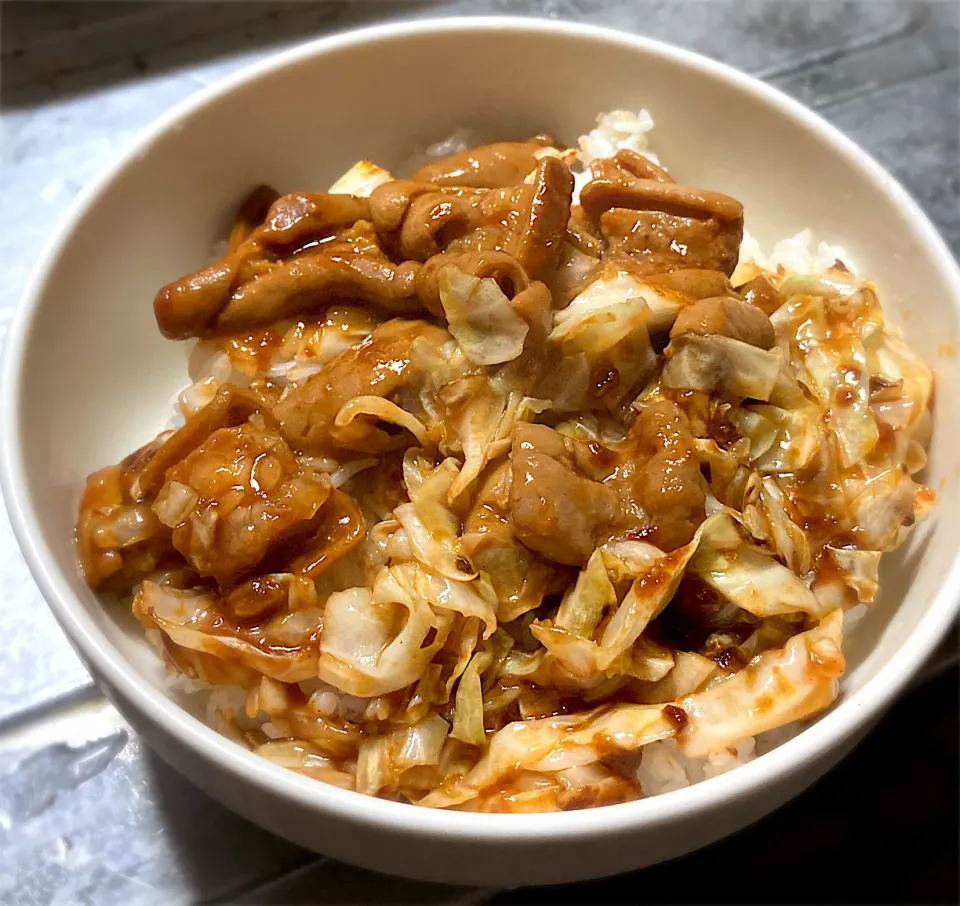 今夜は、こてっちゃんキャベツ丼を頂きます😋🎵👍|ギムレットさん