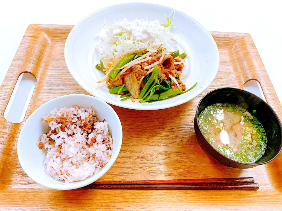 牛肉と野菜のオイスター炒め定食|たけださん